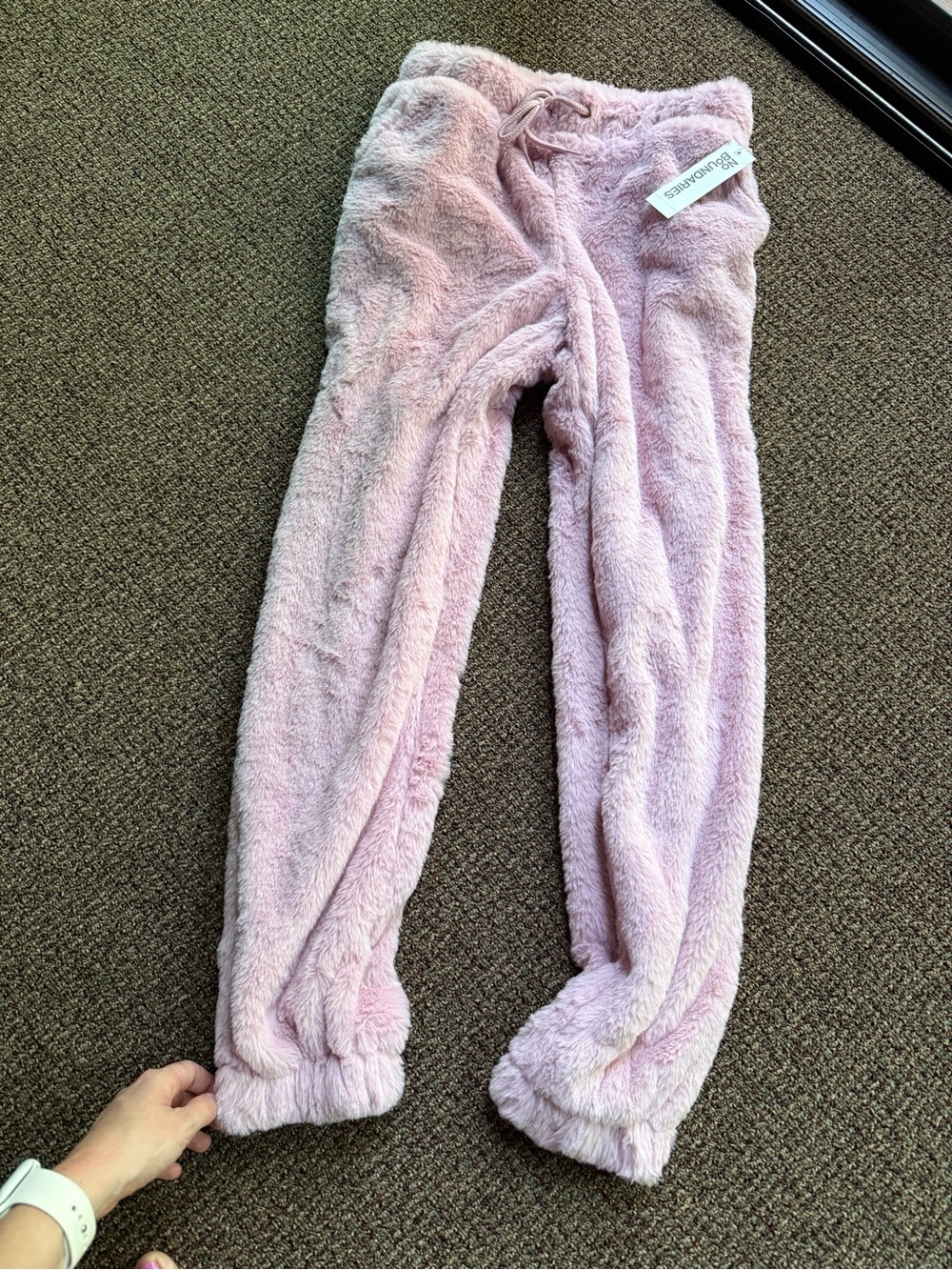 No Boundaries Plush Fuzzy Jogger Pants in Light Pink